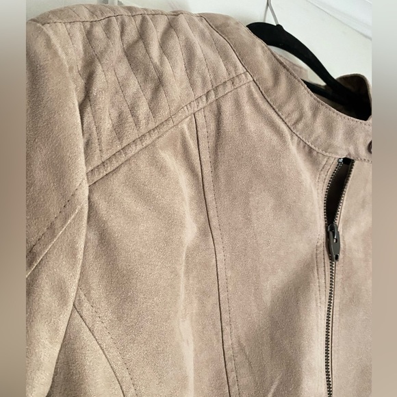 Sebby Collection Tan Faux Suede Moto Jacket Size XXL - Picture 6 of 14